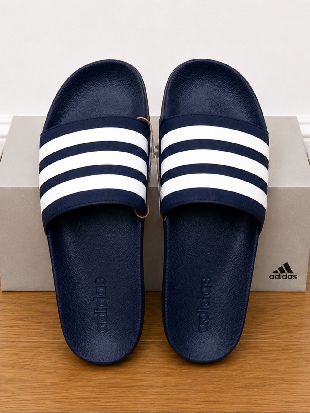 adidas Adillete Navy and White Slide